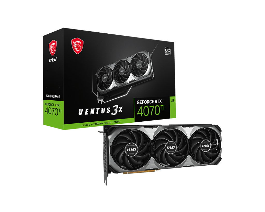 Image of MSI VENTUS GEFORCE RTX 4070 Ti 3X E1 12G OC graphics card NVIDIA...