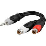 Deltaco AA-6 audio cable 0.1 m 3.5mm RCA Black