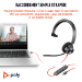 Poly Micro-casque Blackwire 3310 certifié Microsoft Teams avec adaptateur USB-C/A TAA