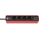 Brennenstuhl 1153240076 power extension 1.5 m 4 AC outlet(s) Indoor Black, Red