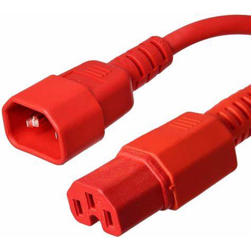 FDL 1M IEC MAINS EXT. CABLE - IEC TO C14 PLUG TO C15 (HOT) SKT.