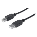Manhattan USB-A to USB-B Cable, 5m, Male to Male, 480 Mbps (USB 2.0), Equivalent to USB2HAB5M, Hi-Speed USB, Black, Lifetime Warranty, Polybag