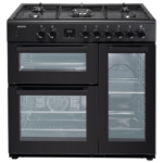 electriQ 90cm Triple Cavity Dual Fuel Range Cooker - Black