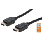 Manhattan HDMI Cable with Ethernet, 4K@60Hz (Premium High Speed), 3m, Male to Male, Black, Equivalent to Startech HDMM3MP, Ultra HD 4k x 2k, Fully Shielded, Gold Plated Contacts, Lifetime Warranty, Polybag