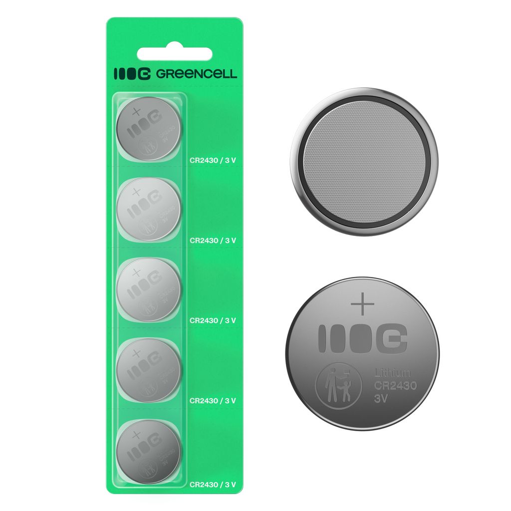 EU Product - Greencell Lithium button cell battery CR2430 3V 290mAh, 5-pack thumbnail