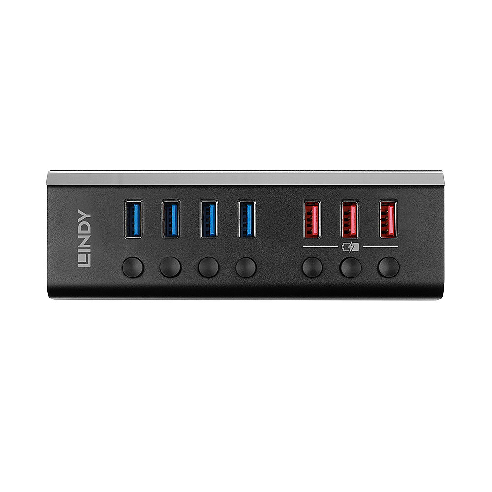Image of Lindy 4 Port USB 3.0 Hub with 3 Quick Charge 3.0 Ports USB 3.2 Gen...