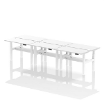 Dynamic Air Back-to-Back W1200 x D600mm Height Adjustable Sit Stand 6 Person Bench Desk With Cable Ports White Finish White Frame - HA01636 DD