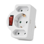 Entac Power Adapter 3 Sockets (1 Earthed, 2 Euro) with Switch