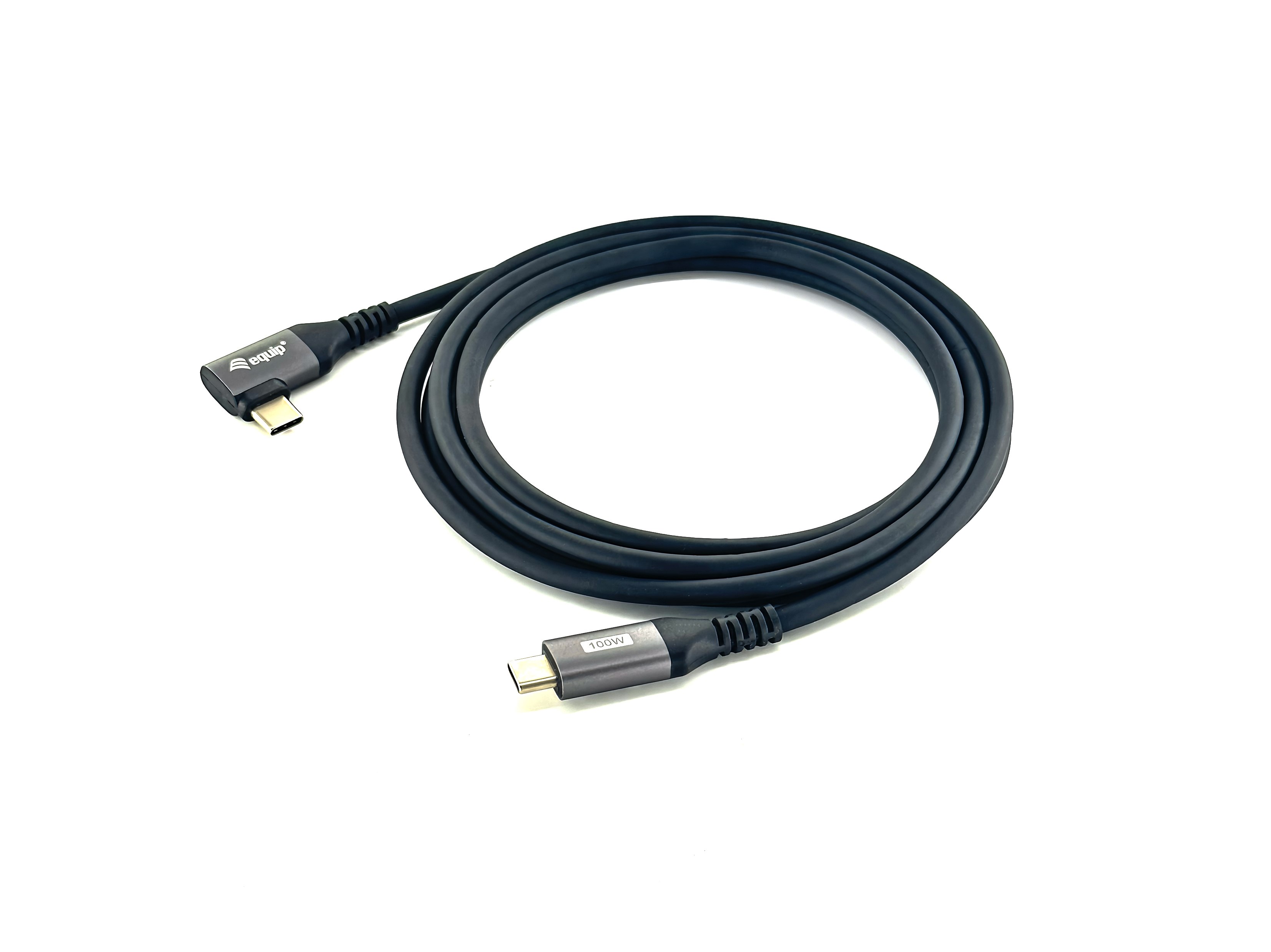 Image of Equip USB 2.0 C to C 90° angled Cable, M/M, 1.0m, 100W with Emark...