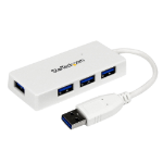 StarTech.com Portable 4 Port SuperSpeed Mini USB 3.0 Hub - White~Portable 4 Port SuperSpeed Mini USB 3.0 Hub - 5Gbps - White
