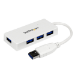 StarTech.com Bärbar SuperSpeed mini USB 3.0-hubb med 4 portar - 5Gbps - Vit