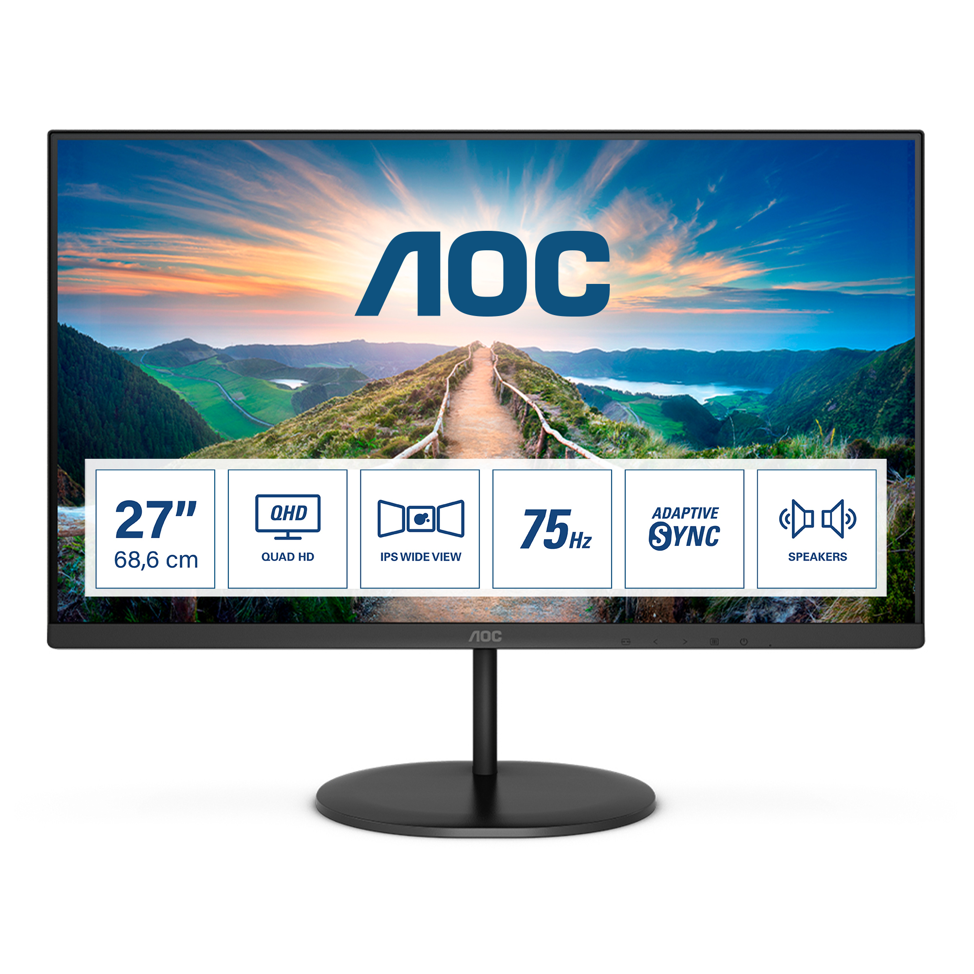 Screen size (inch) 27, Panel resolution 2560x1440, Refresh rate 75 Hz, Panel type IPS, HDMI HDMI 1.4 x 1, Display Port DisplayPort 1.2 x 1, Sync technology (VRR) Adaptive Sync
