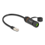 DeLOCK Cable RJ45 plug to RJ45 jack Cat.6A for built-in with M20 thread and housing IP68 dust and waterproof 25 cm black