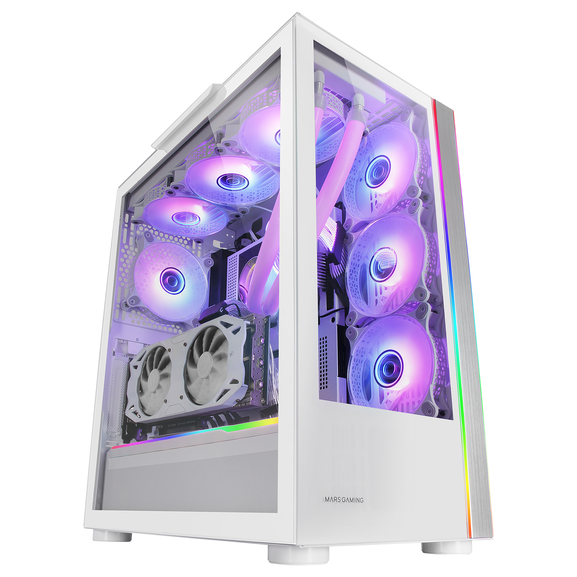 Mars Gaming White Mc-Ultra Custom Xxl E-Atx Gaming Tower Dual Argb Led