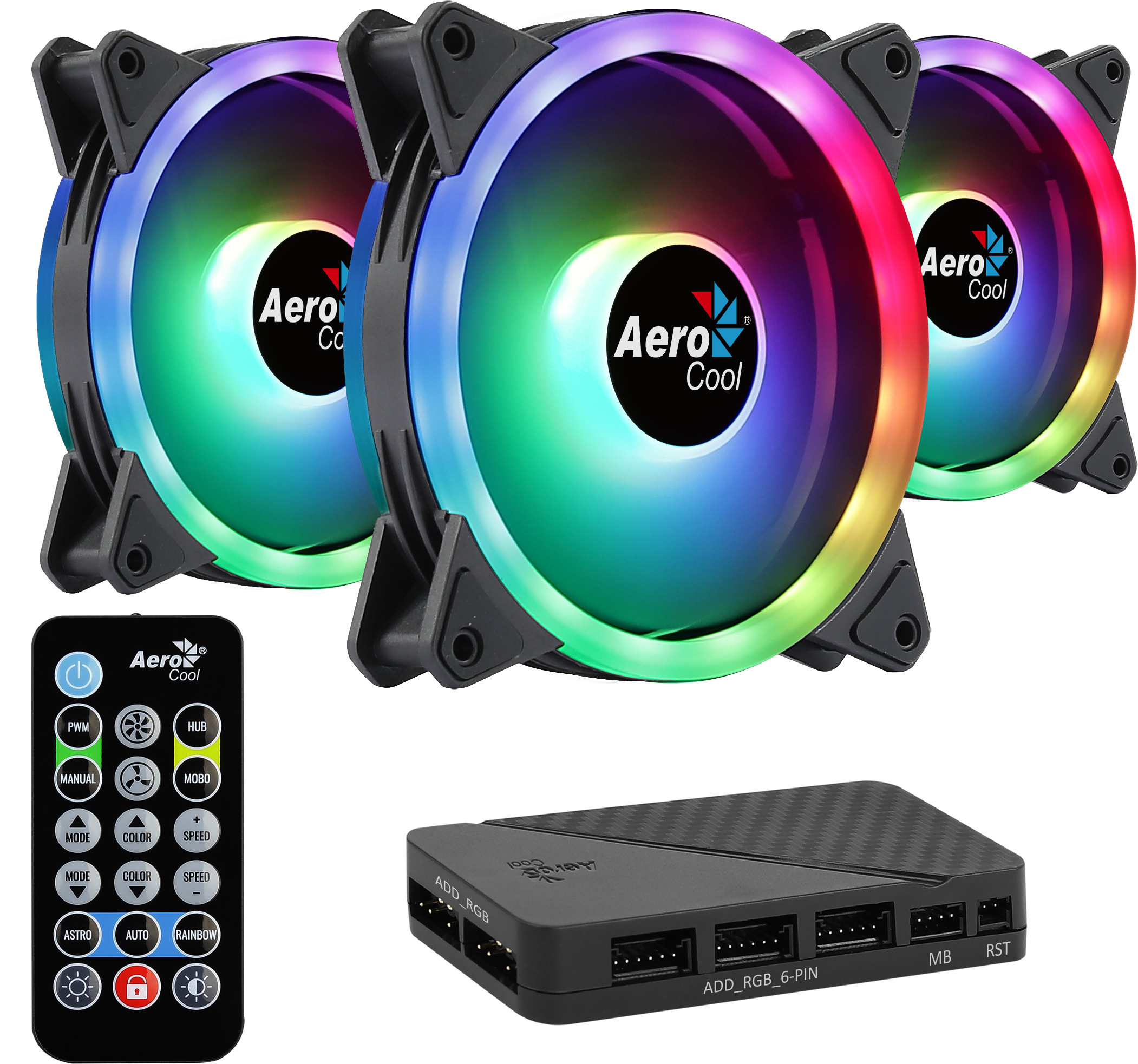 Image of Aerocool DUO12PRO Kit 3xFan 12cm ARGB LED Dual Ring Antivibration...