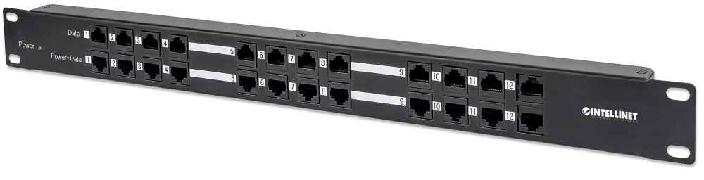 Image of Intellinet PoE Patch Panel, 24 Port Patch Panel with 12 port RJ45...