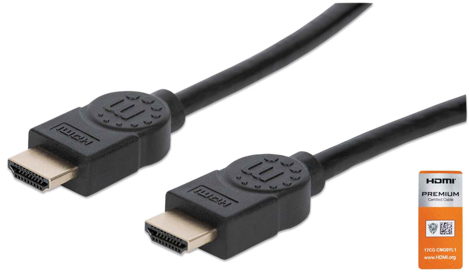 Photos - Cable (video, audio, USB) MANHATTAN HDMI Cable with Ethernet, 4K@60Hz , 1m, 3548 (Premium High Speed)