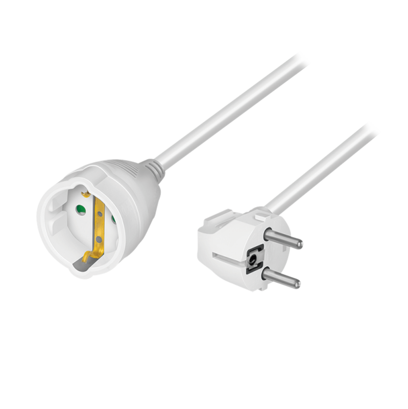 LogiLink Power cord extension, CEE 7/7 (90�) to CEE 7/3, white, 5 m