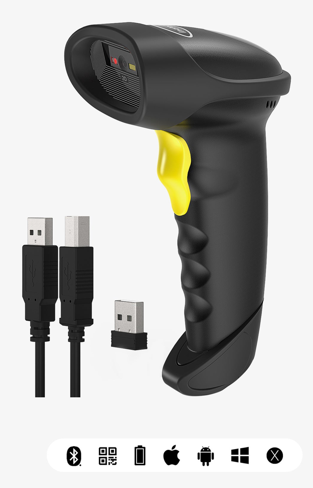 Inateck BCST-50 Handheld bar code reader 1D/2D Black, Yellow