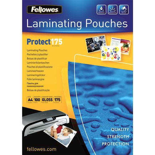 Image of Fellowes A4 Glossy 175 Micron Laminating Pouch - 100 pack