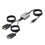 StarTech.com 13ft (4m) 2-Port USB to Serial Adapter Cable, Interchangeable DB9 Screws/Nuts, COM Retention, USB-A to DB9 RS232, FTDI, Level-4 ESD Protection, Windows/macOS/ChromeOS/Linux - Rugged TPE Construction