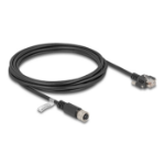 DeLOCK M12 Cable D-coded 4 pin female to RJ45 plug with screws Cat.5e FTP 3 m black