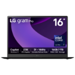 LG Gram Pro 16Z90TP-G.AA78A1 laptop Intel Core Ultra 7 225H 40.6 cm (16") 2.5K 16 GB LPDDR5x-SDRAM 1 TB SSD Wi-Fi 7 (802.11be) Windows 11 Home Black