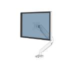 Fellowes Platinum Series Monitor Arm - Monitor Mount for 8KG 32 Inch Screens - Adjustable Monitor Desk Mount - Tilt 45Â° Pan 180Â° Swivel 360Â° Rotation 360Â°, VESA 75 x 75/100 x 100 - White