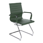 NAUTILUS Designs Aura Contemporary Medium Back Bonded Leather Executive Cantilever Visitor Chair With Fixed Arms Forest Green - BCL/8003AV/FGN DD