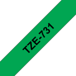 Brother TZE-731 label-making tape Black on green