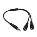 V7 Black Audio Cable 3.5mm Male to 2 x 3.5mm Female 1.5m 5ft