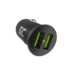 Green Cell GC CADM-GC-36AA - USB-Ladegeraet 36 W 2x USB-A schwarz Flashlight, GPS, Headphones, Mobile phone, Navigator, Other, Portable speaker, Power bank, Smartphone, Smartwatch, Tablet, Telephone, Universal Black Cigar lighter Fast charging Auto, Indoo