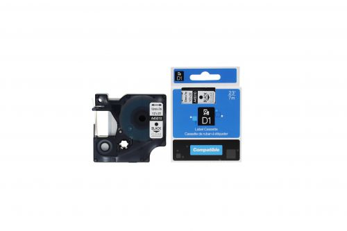 CTS Compatible Dymo 45010 Black on Clear S0720500 Label Cassette