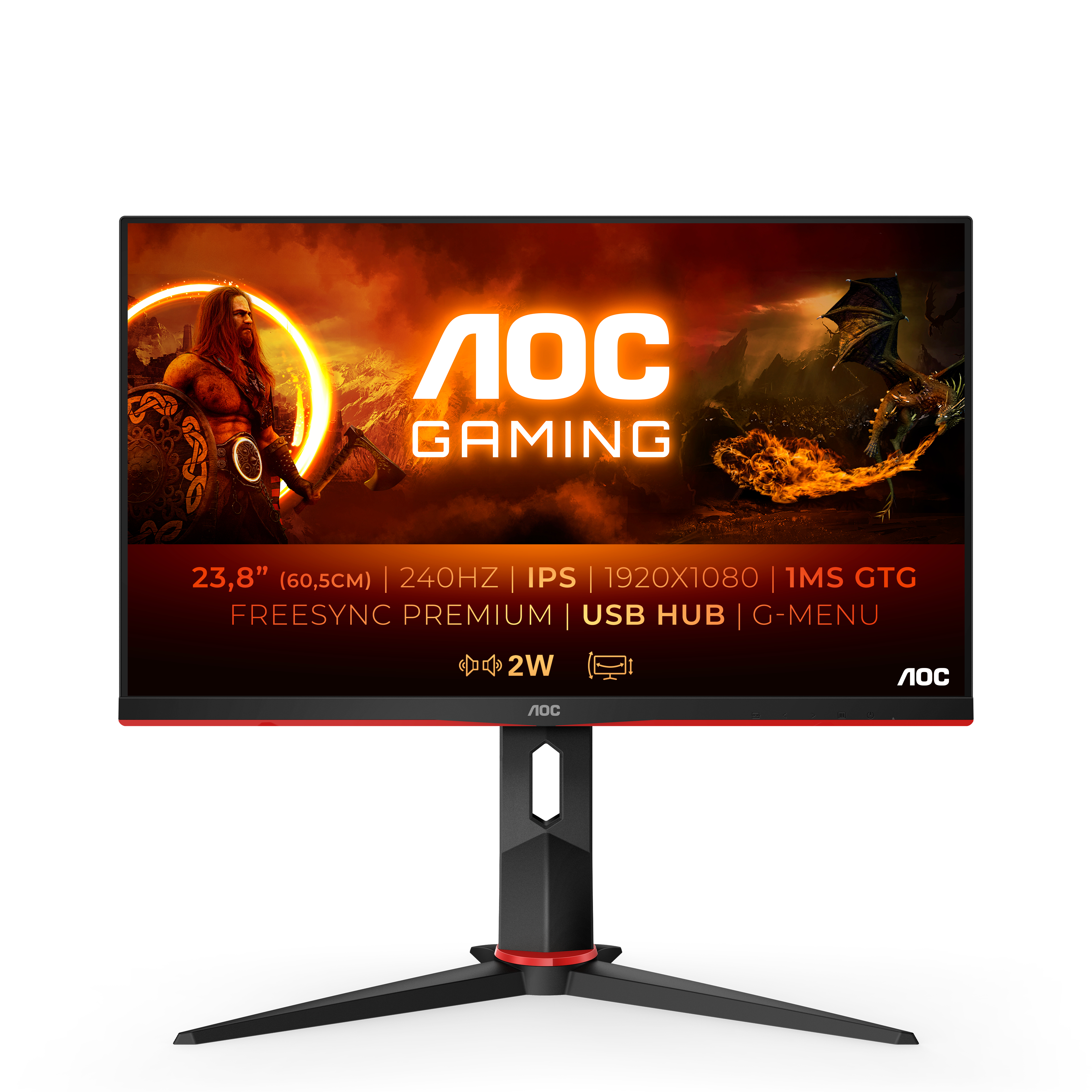Image of AOC G2 24G2ZU/BK LED display 60.5 cm (23.8") 1920 x 1080 pixels...