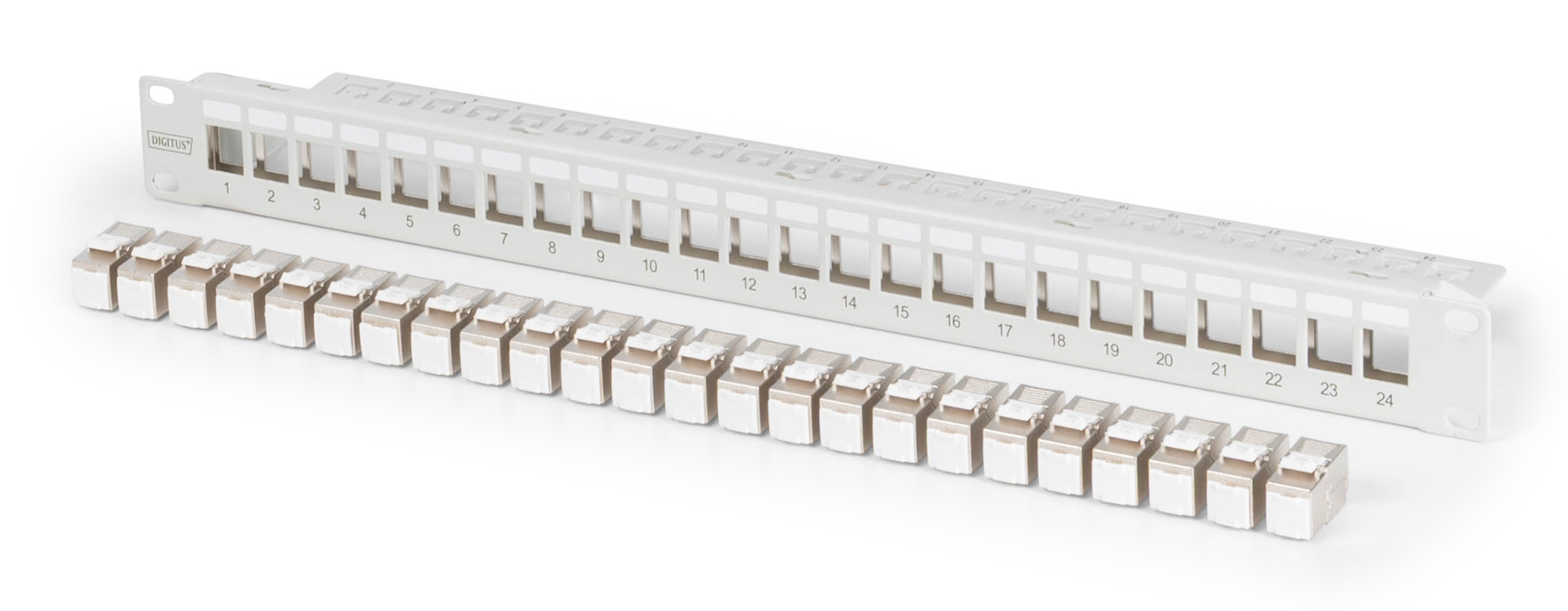 Modular patch panel, 24-port, equipped with 24x DN-93615