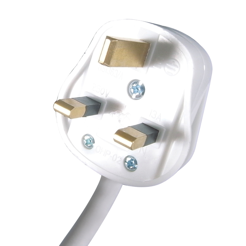connektgear 2m 6 Way Surge Protected Power Extension Block - UK Plug to 6 x UK Sockets - White