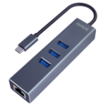 Savio AK-57 USB-C - 3 x USB-A HUB with RJ-45 Gigabit Ethernet adapter 5000 Mbit/s grey 2 x USB 3.2 Gen 2 (3.1 Gen 2) Type-C 1000 Mbit/s