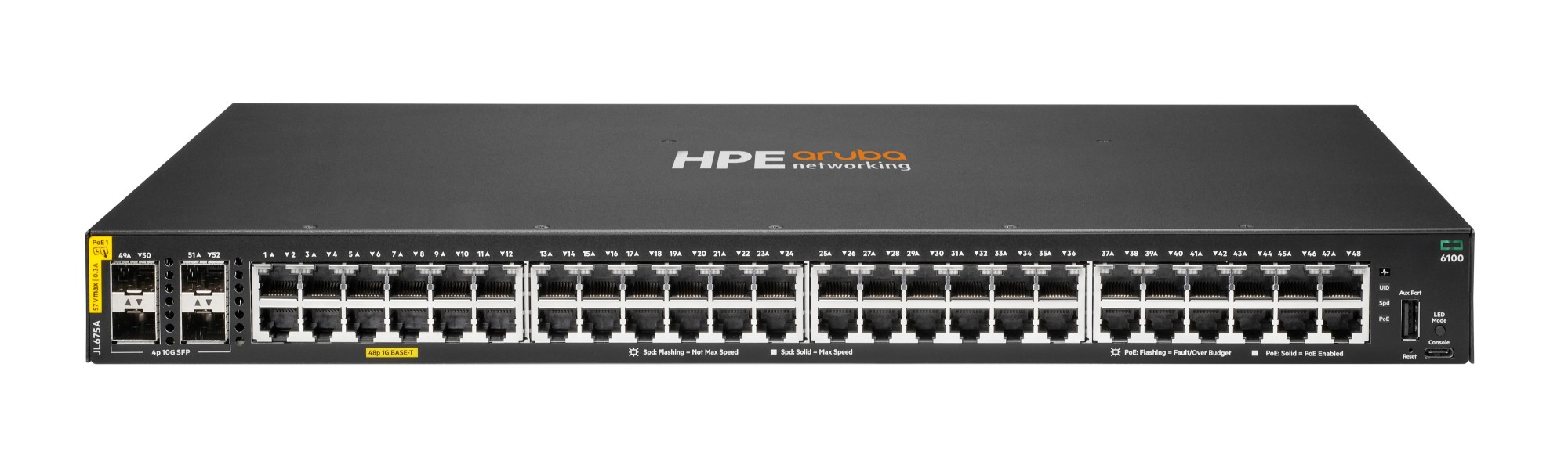 HPE Aruba Networking CX 6100 48G Class4 PoE 4SFP+ 370W Switch HPE Aruba Networking CX 6100 48G Class4 PoE 4SFP+ 370W Switch