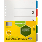 MARBIG POLYPROPYLENE DIVIDERS EXTRA WIDE A4 5 TAB MULTI COLOURED