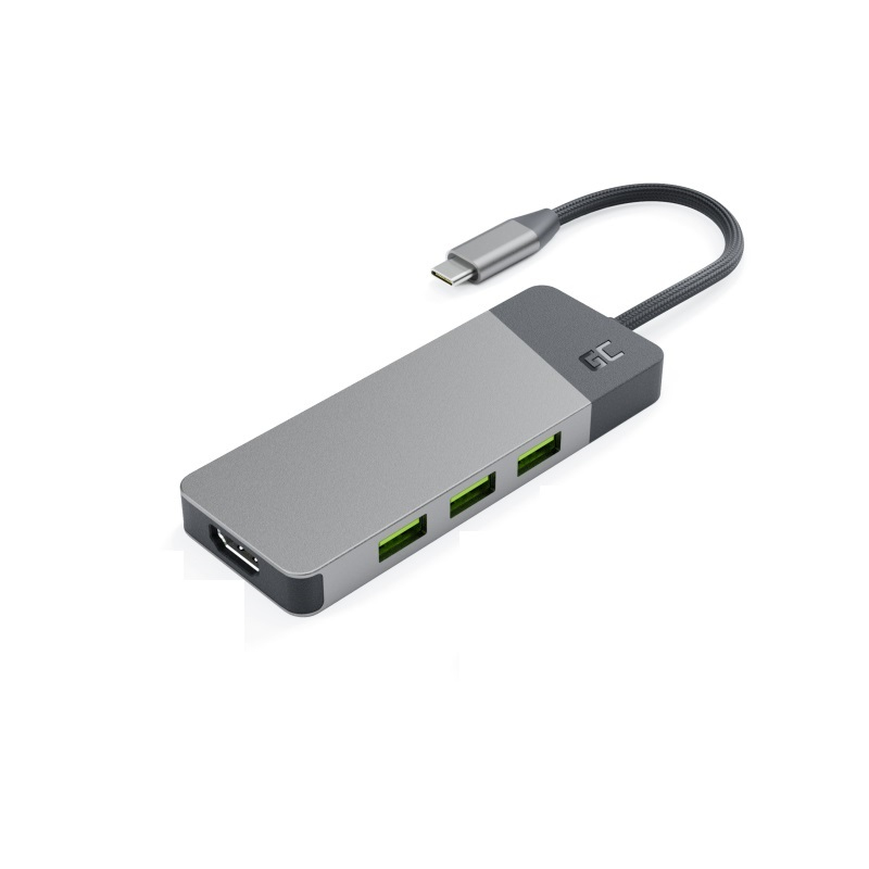 Image of Green Cell HUBGC01 interface hub USB Type-C 5000 Mbit/s Silver