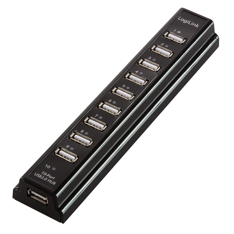 LogiLink UA0096 interface hub USB 2.0 480 Mbit/s Black