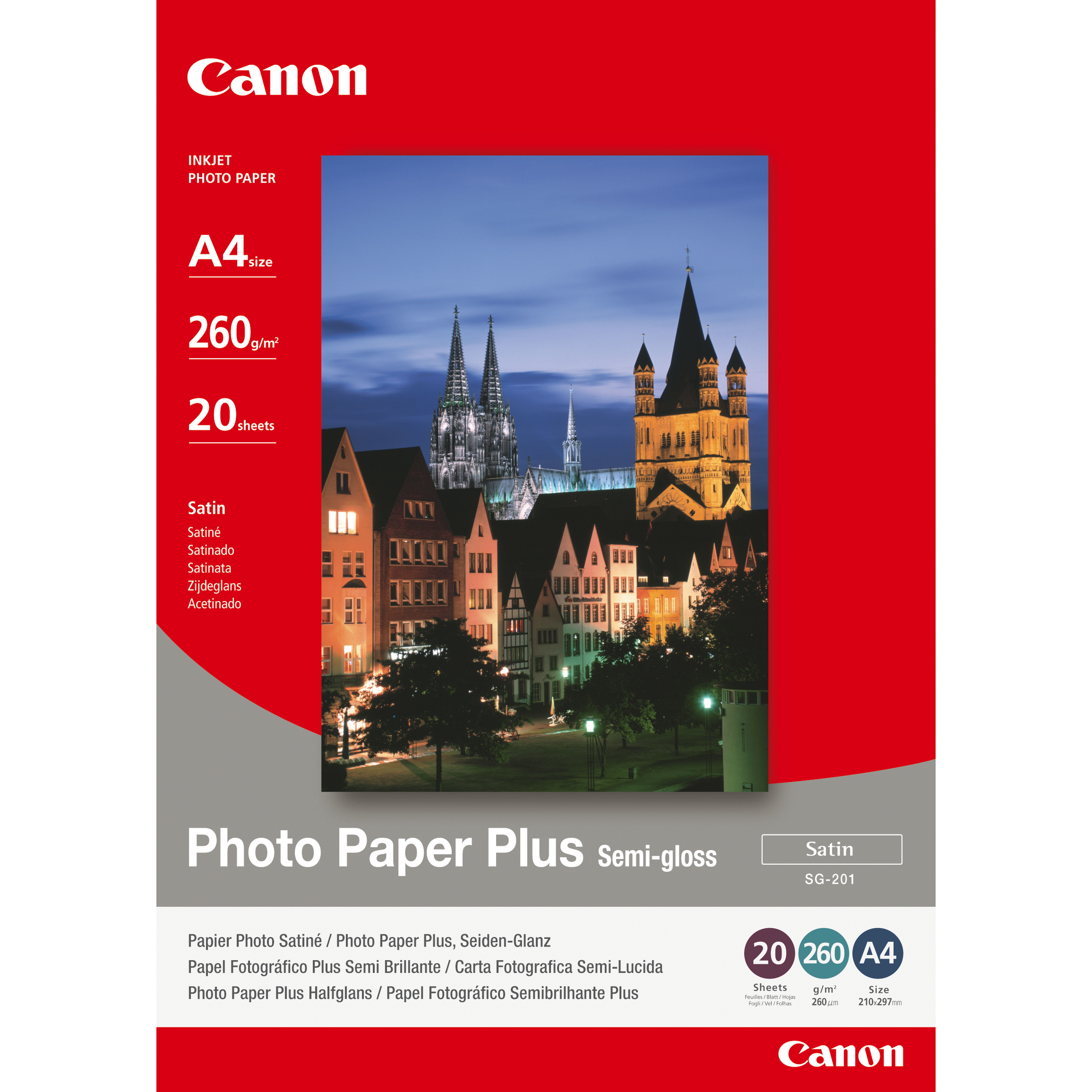 Image of Canon SG-201 Semi-Gloss Photo Paper Plus A4 - 20 Sheets