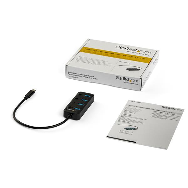 StarTech.com 4-Port USB-C Hub - 4x USB-A with Individual On/Off Switches