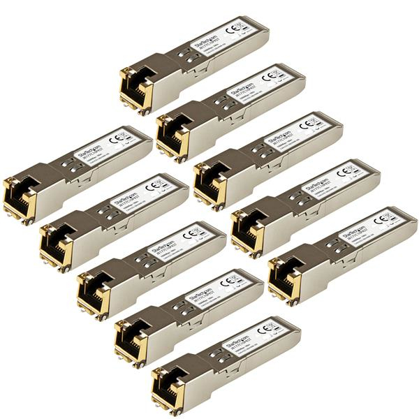 StarTech.com 10 pack HPE J8177C Compatible SFP Module - 1000BASE-T - SFP to RJ45 Cat6/Cat5e - 1GE Gigabit Ethernet SFP - RJ-45 100m - HPE 1810, 1820, 2530