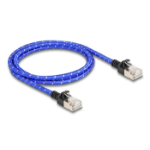 DeLOCK RJ45 Network Cable with braided coating Cat.6A U/FTP Slim 1 m blue