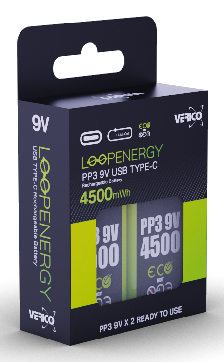 EU Product - LoopEnergy Li-Ion Akku 9V-Block, USB-C, 2er Pack retail thumbnail