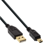 InLine USB 2.0 Mini Cable, Type A male / mini-B male (5pin), black/gold, 3m