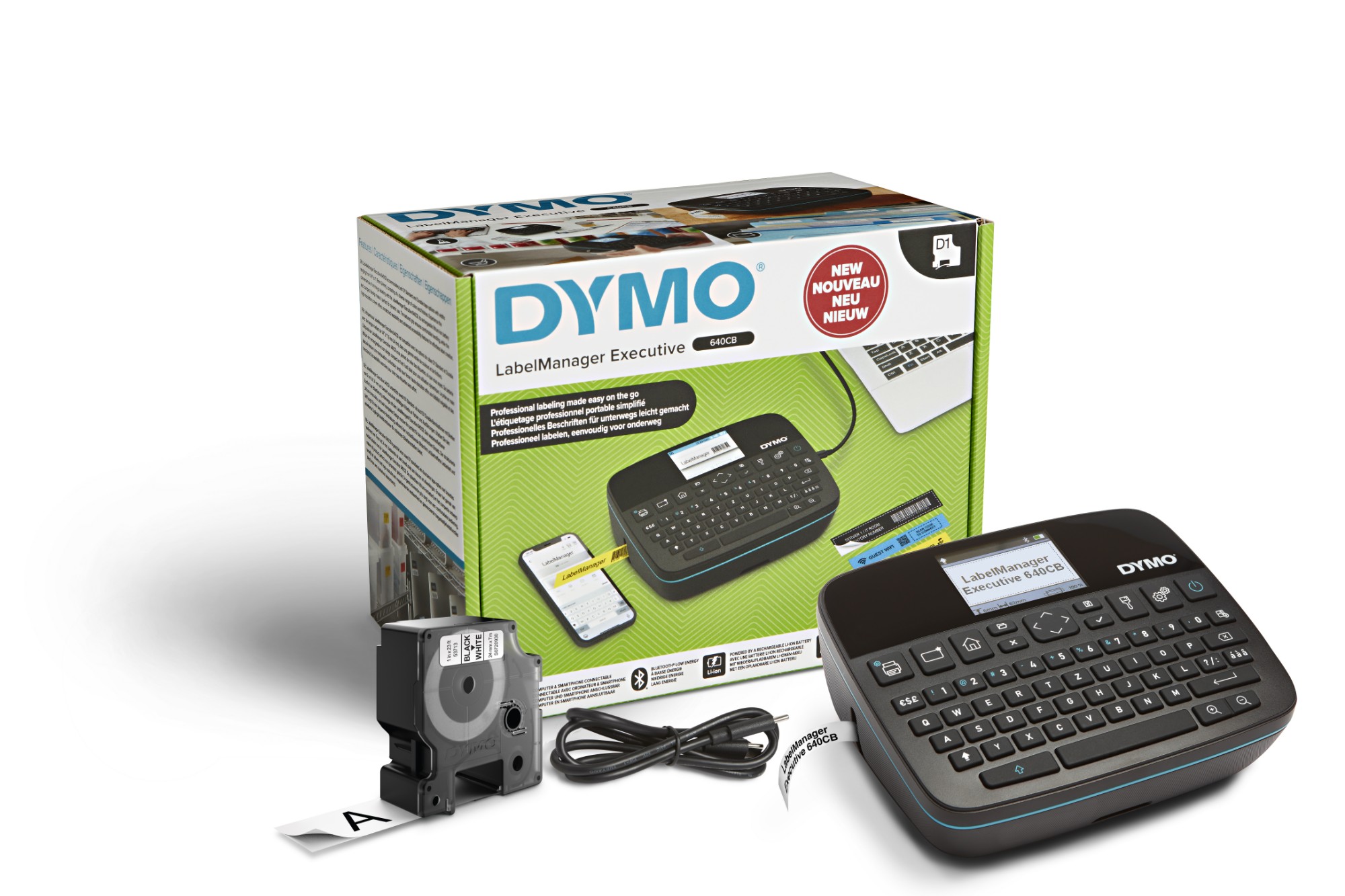 DYMO LabelManager LabelWriter 640CB Portable & Rechargeable Label Maker with Dual Connectivity - 2197370 label printer Direct thermal / Thermal transfer 12 mm/sec QWERTY