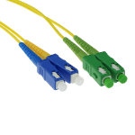 ACT 15 meter LSZH Singlemode 9/125 OS2 glasvezel patchkabel duplex met SC/APC en SC/PC connectoren