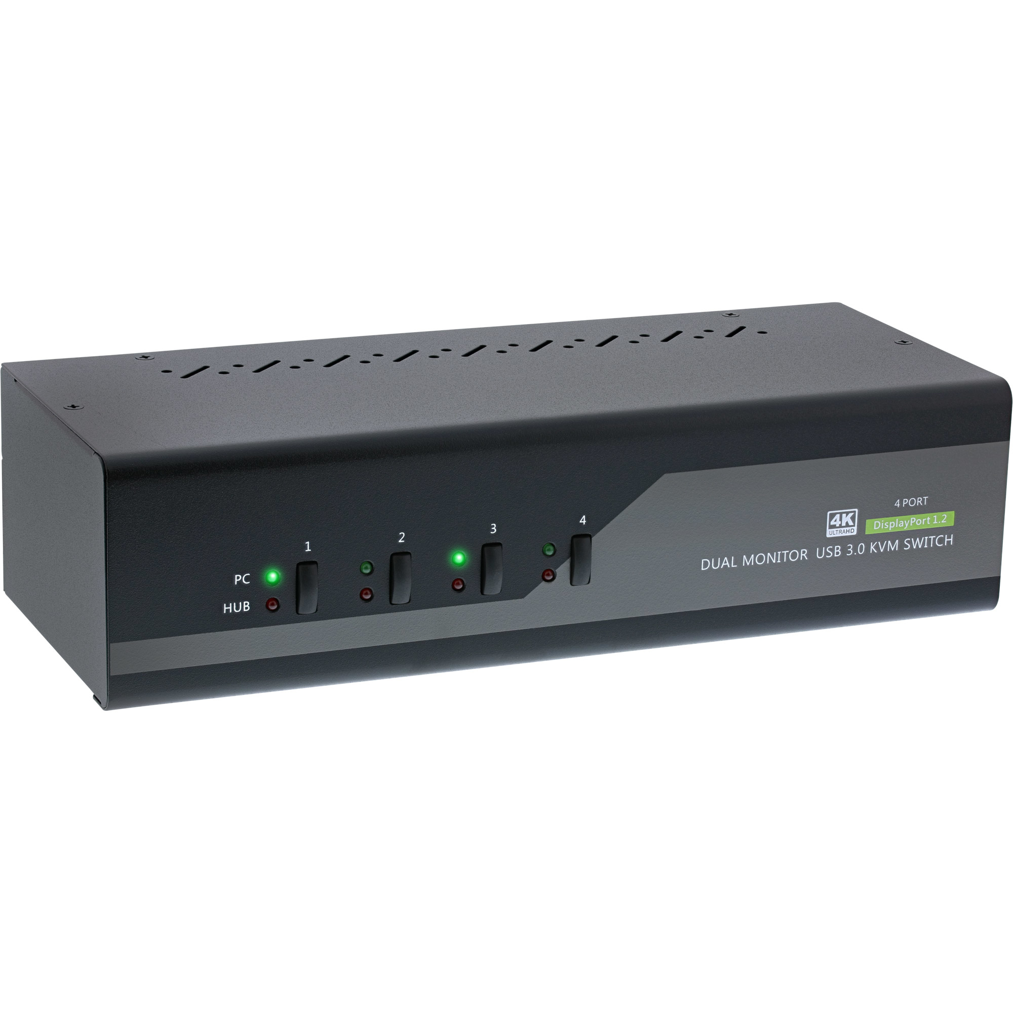 63654I INLINE INC KVM Desktop Switch - 4-fach - Dual-Monitor DP 1.2 - 4K - USB 3.0 - Audio